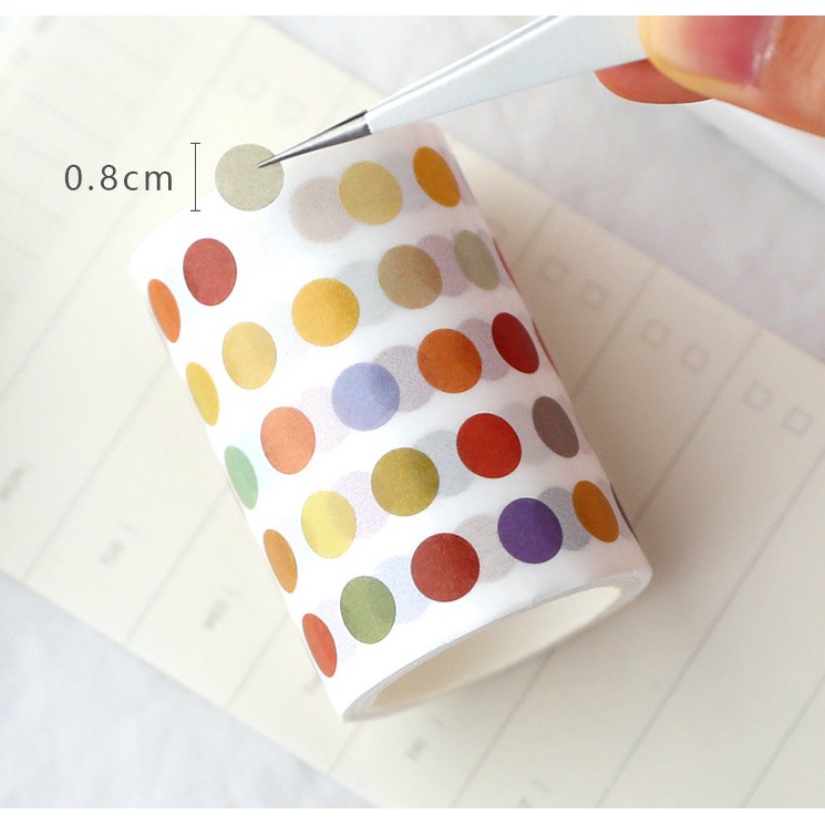 Washi Sticker Chấm Dài 3 Mét Trang Trí Sổ Tay Bullet Journal