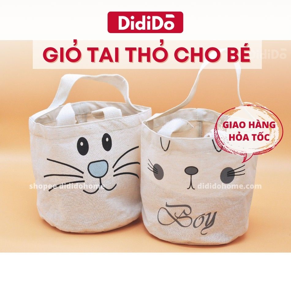 Giỏ vải mini tai thỏ cho bé ( ngẫu nhiên )