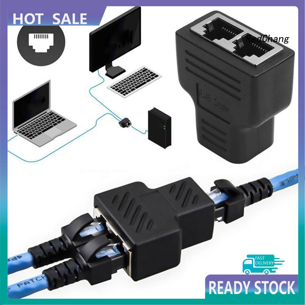 -SPQ- 1 to 2 Ways LAN Ethernet Network Cable RJ45 Female Splitter Connector Adapter