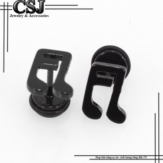 Bông tai inox sơn đen hàn quốc kiểu nốt nhạc