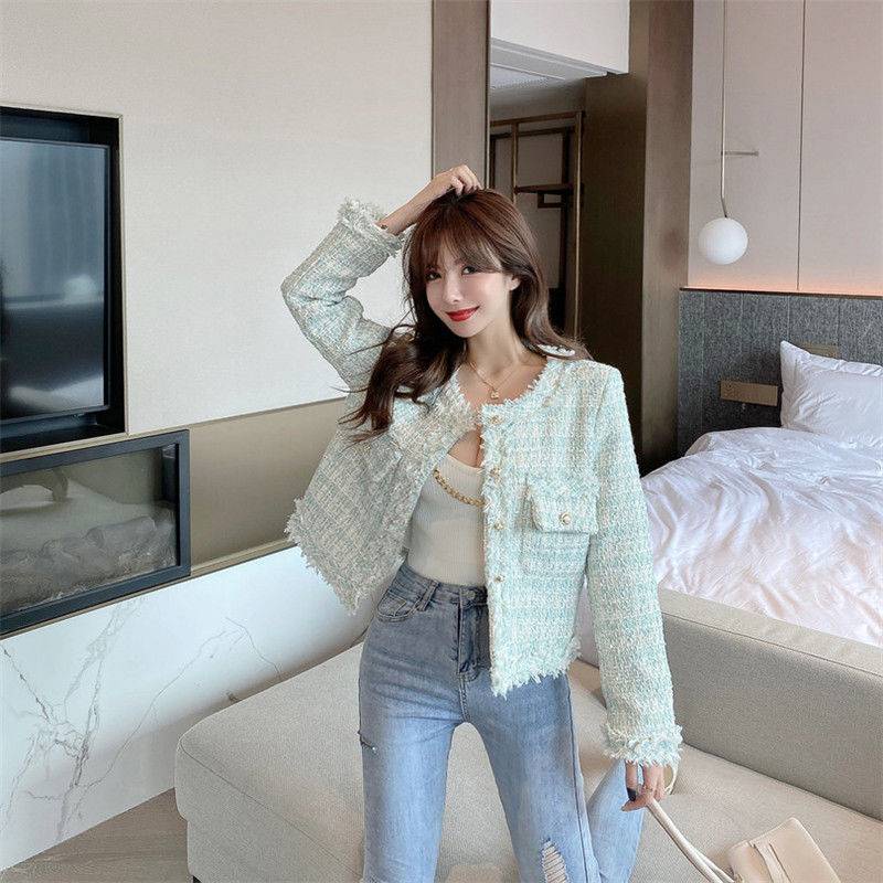 Áo Khoác Vải Tweed Thời Trang Thu Đông Hàn Quốc Dành Cho Nữ
