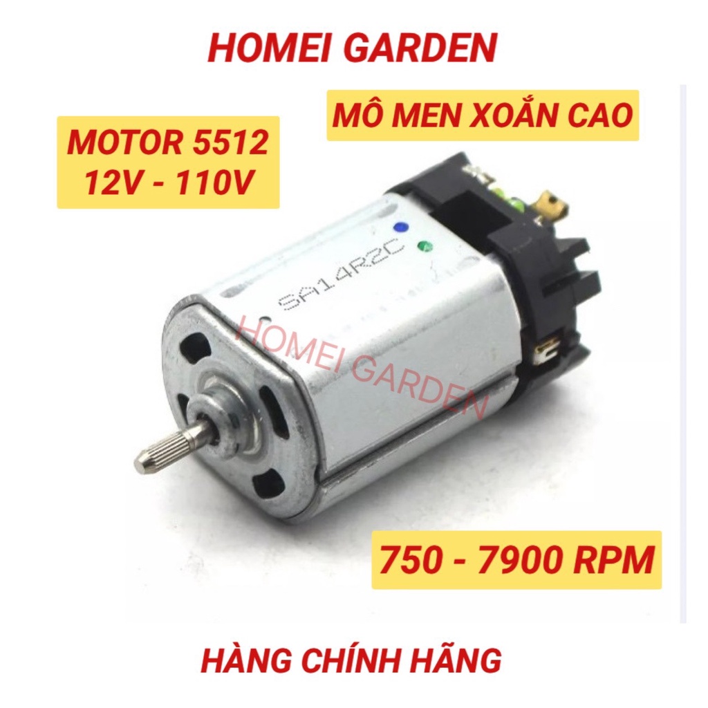 Motor 12V 24V 36V 48V 72V 110V 5512 7200 vòng / phút có tản nhiệt mô men xoắn cao - HM0002