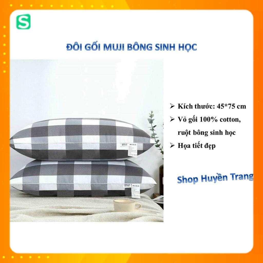 1 đôi gối hàng cao cấp, kích thước 45*75 cm, ruột bông sinh học êm ái