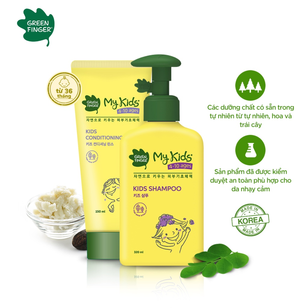 Combo 2 Dầu Gội và Dầu Xả Trẻ Em Hàn Quốc GREENFINGER MYKIDS KIDS SHAMPOO