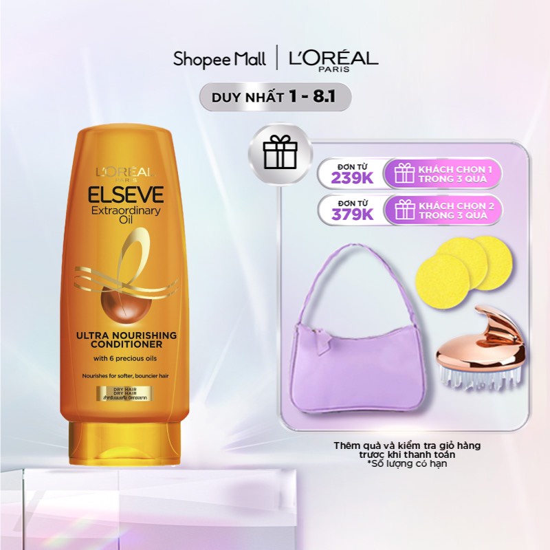 Dầu xả Dưỡng tóc suôn mượt Elseve Extraordinary Oil Ultra-Nourishing Conditioner L’Oréal Paris 280 ml