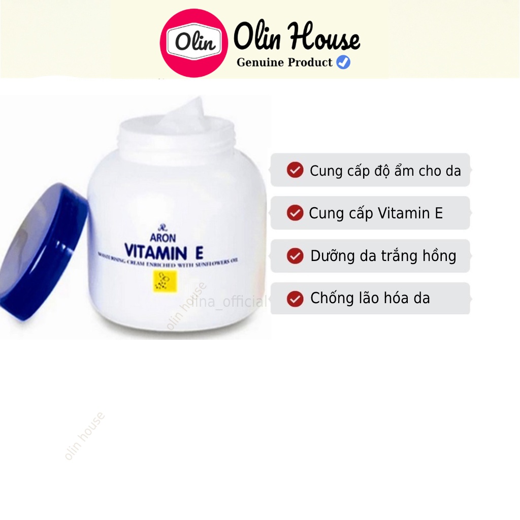 Kem dưỡng ẩm da Vitamin E 200g - Kem chống nẻ da body giúp cho da mịn màng không bị khô nẻ Olin House