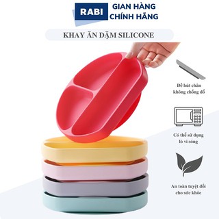 [RABI] Khay Ăn Dặm Cho Bé Có Đế Hút Chống Đổ, Khay Silicon Chống Lật Cho Bé Tập Ăn Dặm