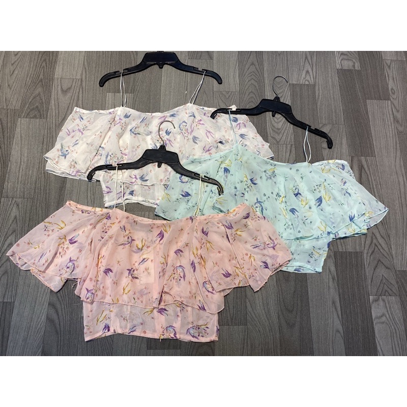 Áo 2 dây croptop voan size 45-50kg