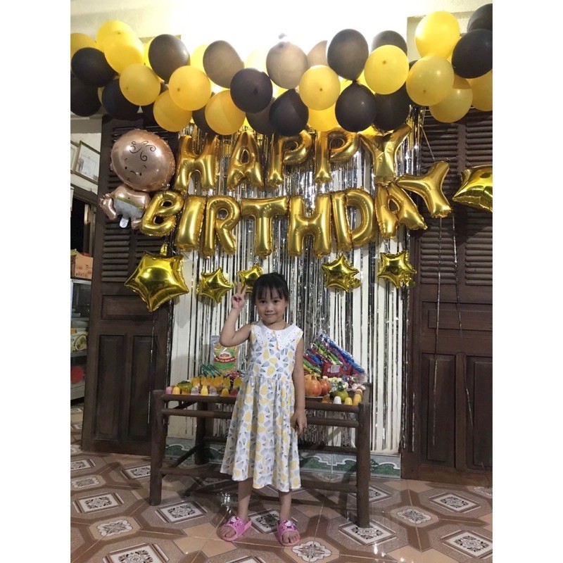 Set Bóng Sinh Nhật  Combo 2 rèm kim tuyến+ Bóng trang trí + chữ happy birthday +… KM