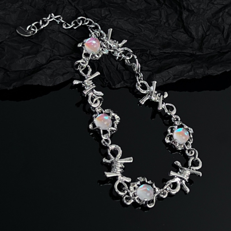 Vòng Tay Đá Mặt Trăng Gai Thiết Kế Mới Cao Cấp Thời Trang Theo Phong Cách Hip Hop