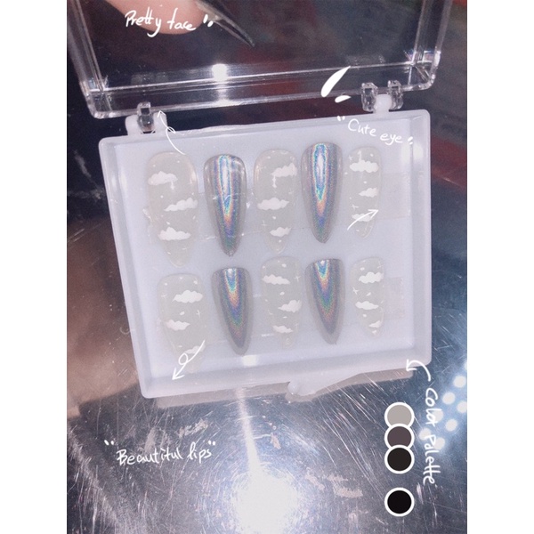 [SALE] Nail box- móng up MẪU MÂY VÀ TRÁNG GƯƠNG CẦU VÒNG [sốc] | BigBuy360 - bigbuy360.vn