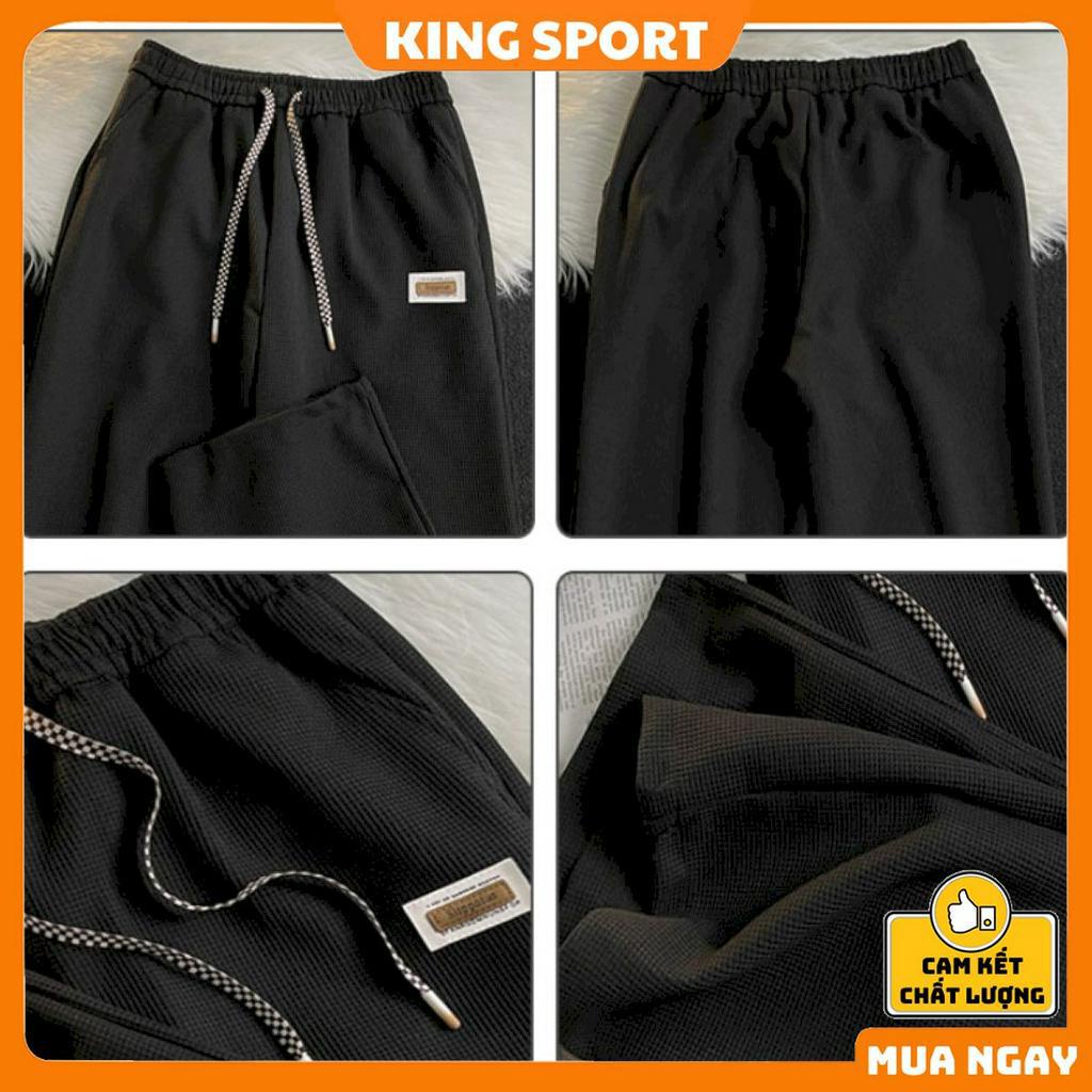 Quần vải ống suông nam nữ form rộng chất cotton tổ ong đẹp KING SPORT Quần dài baggy ống rộng unisex dày dặn QN04