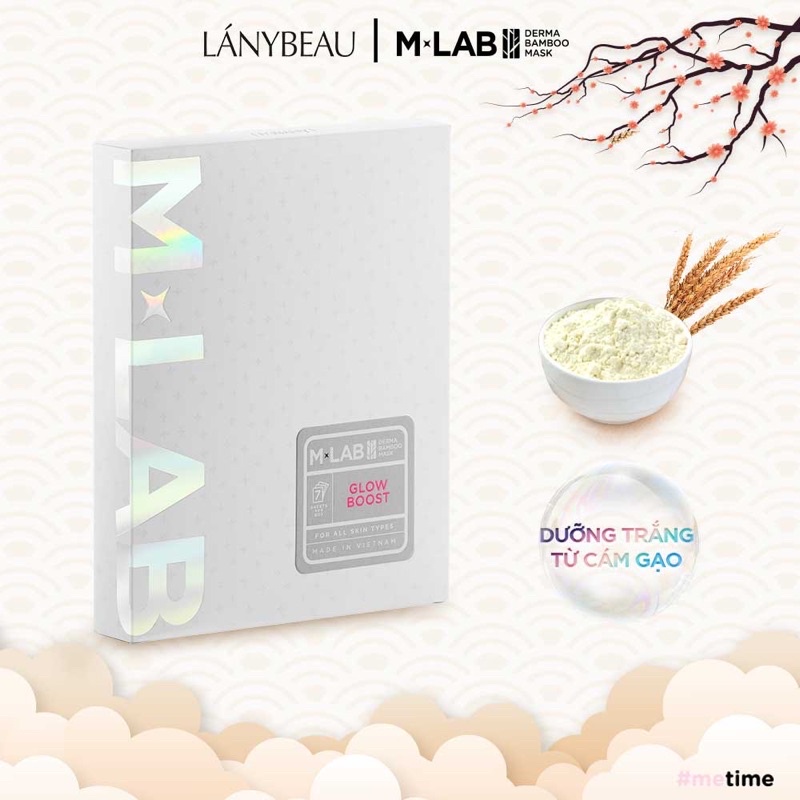 Mặt nạ dưỡng da trắng sáng, đều màu LÁNYBEAU MLAB Derma Bamboo Glow Boost hộp 7 miếng (28g/m)