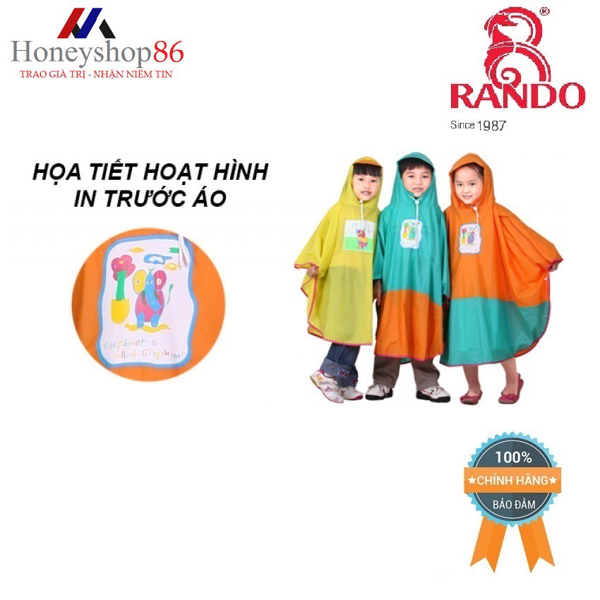 Áo mưa bướm trẻ em Rando CPPM-07 Size 2 : 0.9 – 1.05 m dành cho bé có chiều cao từ 0.9 - 1.05 HONEYSHOP86