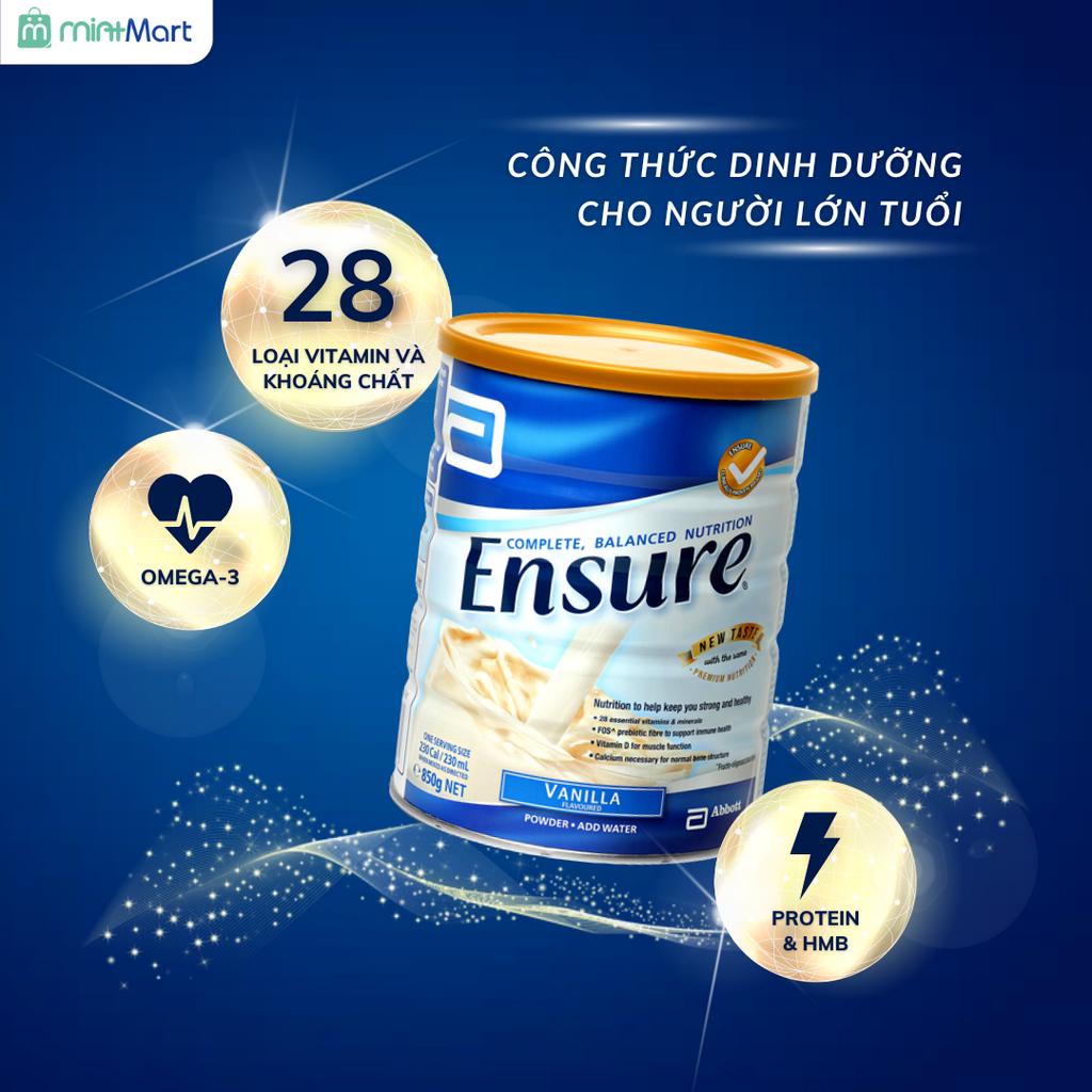 Sữa Ensure Úc vị vanilla lon 850gr-Combo Sữa Ensure Úc hàng chính hãng bổ xung dinh dưỡng, năng lượng cho người già