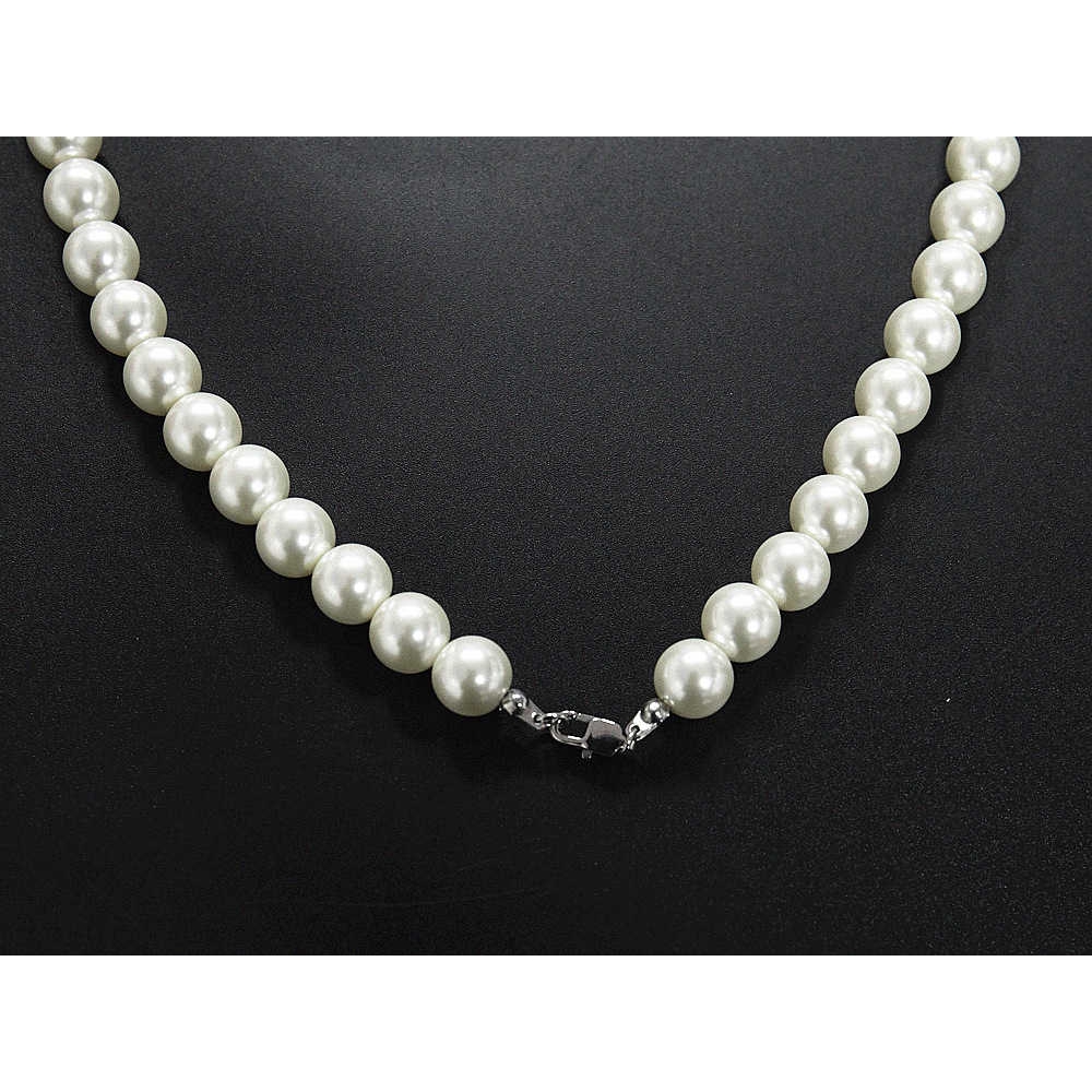 Dây chuyền thép titan phối ngọc trai nhân tạo phong cách hip hop cho nam và nữ 22169