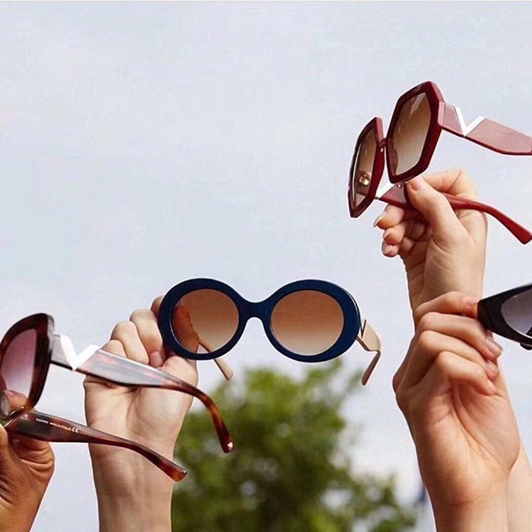 Kính mát gọng kim loại hình oval kiểu retro phong cách Âu Mỹ thời trang 2020