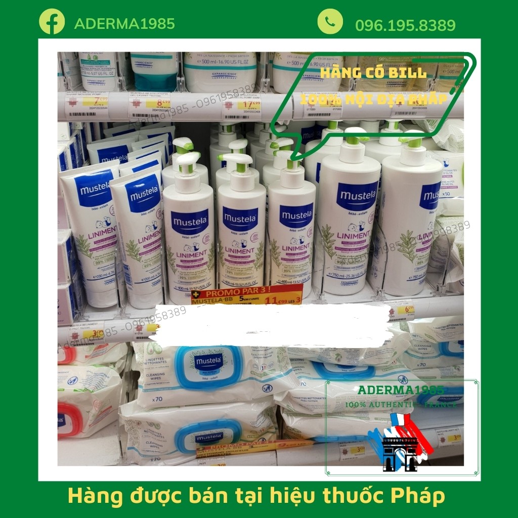 Dung dịch vệ sinh thay bỉm Liniment của Mustela 750ml ngăn ngừa hăm tã, thông thoáng, giúp bé ngủ ngon,chơi vui_Dodoshop