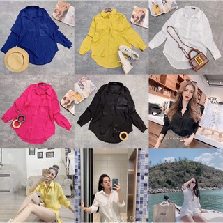 Áo sơ mi đũi form rộng full màu qc