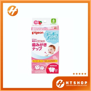 Giấy Lau Răng Miệng Pigeon Nhật Bản Cho Bé Từ Sơ Sinh Hộp 42 Miếng (Hộp Hồng)