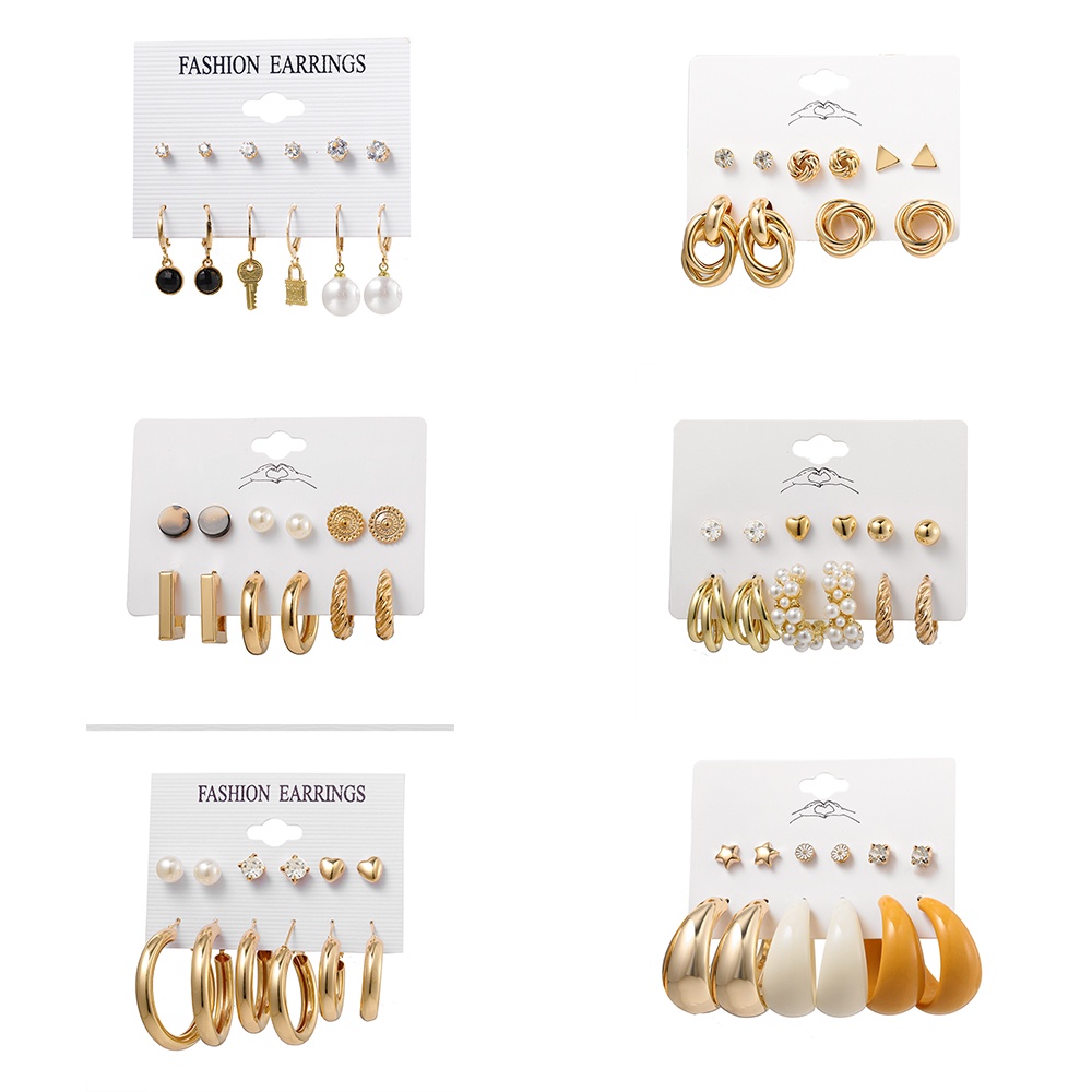 Set 6 đôi khuyên tai iF YOU thời trang Hàn Quốc cho nữ