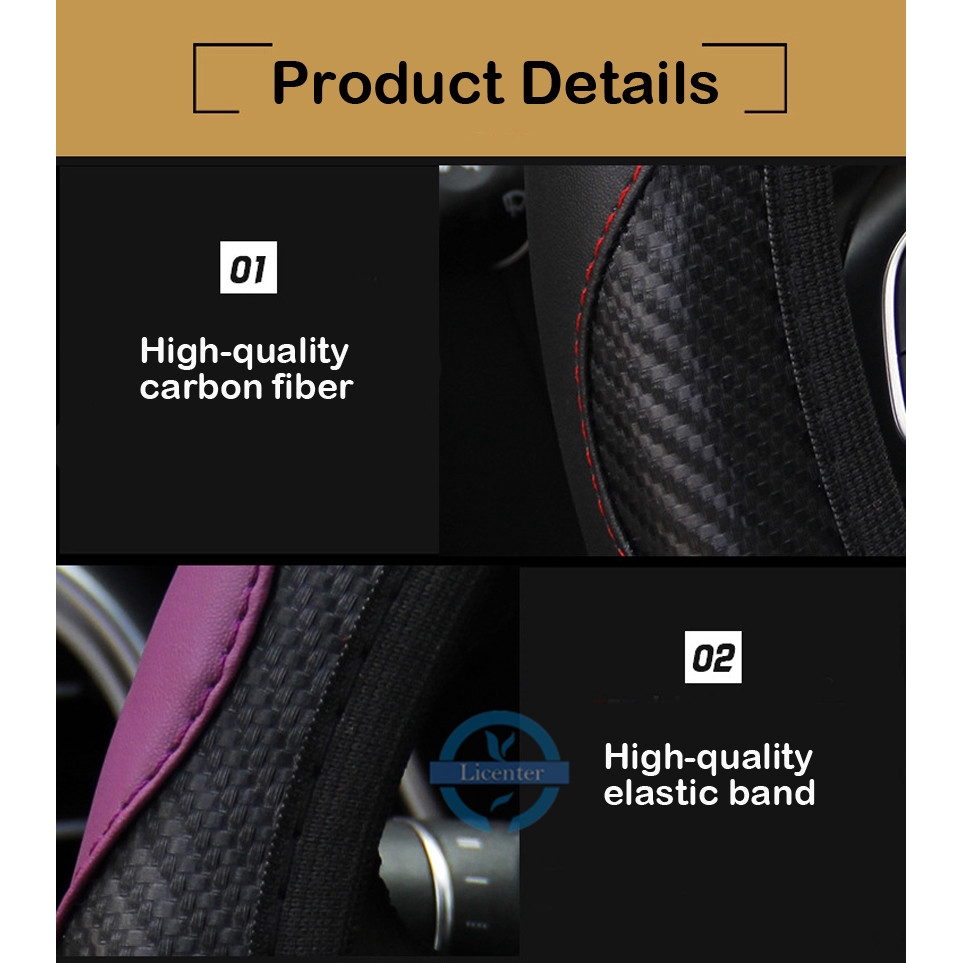 Vỏ bọc vô lăng xe hơi bằng da PU + sợi carbon