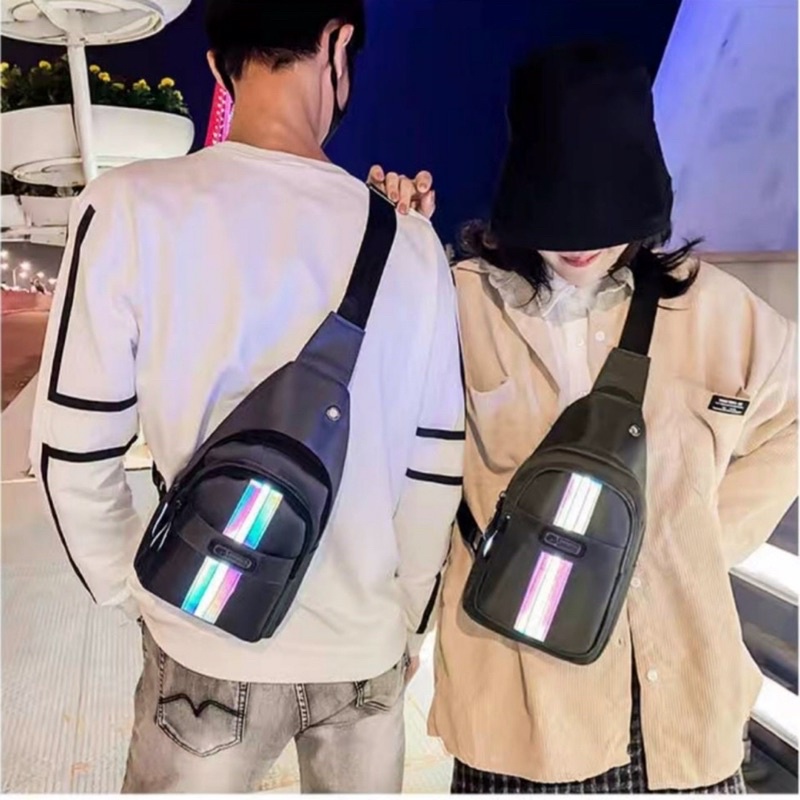 Túi đeo chéo nam nữ phản Quang giá rẻ vải dù canvas chống nước 3 ngăn chứa đồ có cổng USB TĐC13