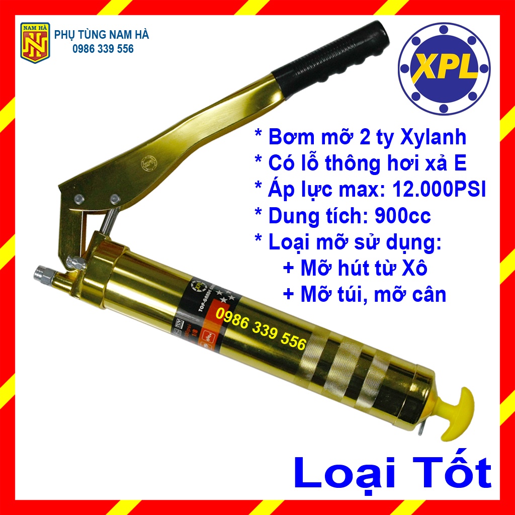 Bơm mỡ bò 2 ty 2 xy lanh piston 900CC Grease dùng mỡ xô, mỡ hút, mỡ kg, mỡ rời - XP-217