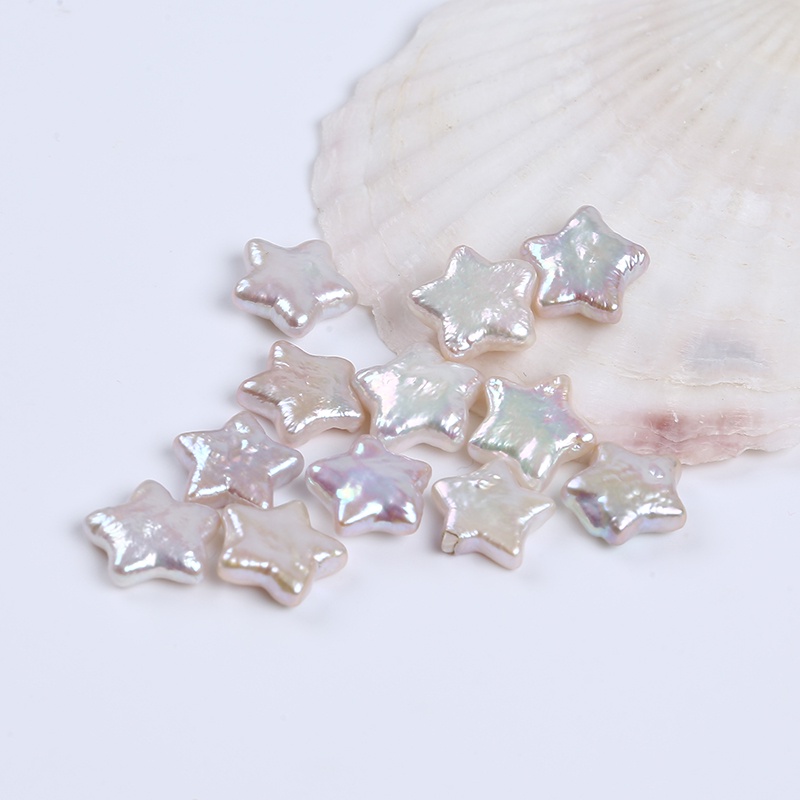Set 2 Bông Tai Ngọc Trai Giả 12mm Hình Ngôi Sao Thời Trang