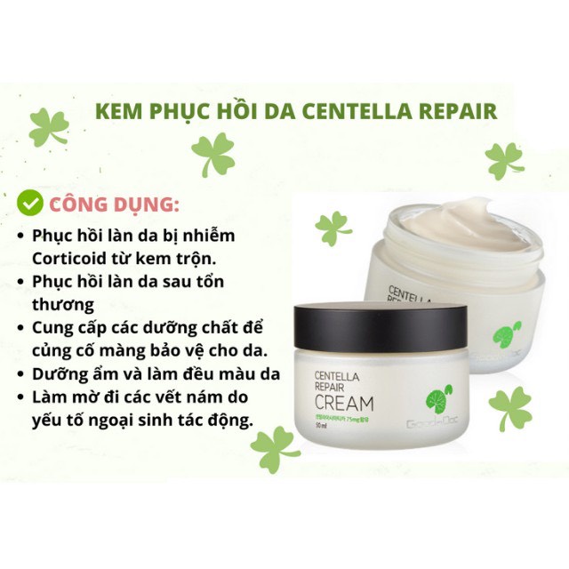 Kem Rau Má Goodndoc Centella Repair Cream Dưỡng Ẩm Phục Hồi Da 50ml