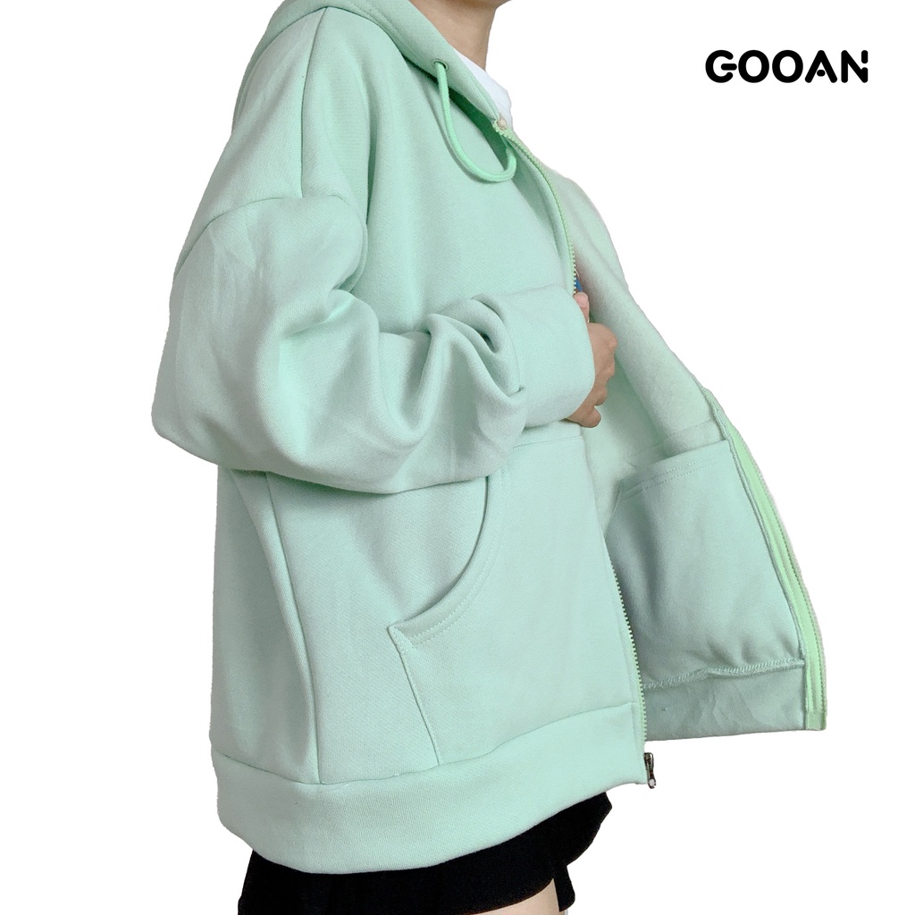 Áo khoác chống nắng nỉ bông nữ đẹp trơn form rộng basic ulzzang unisex - Gooan