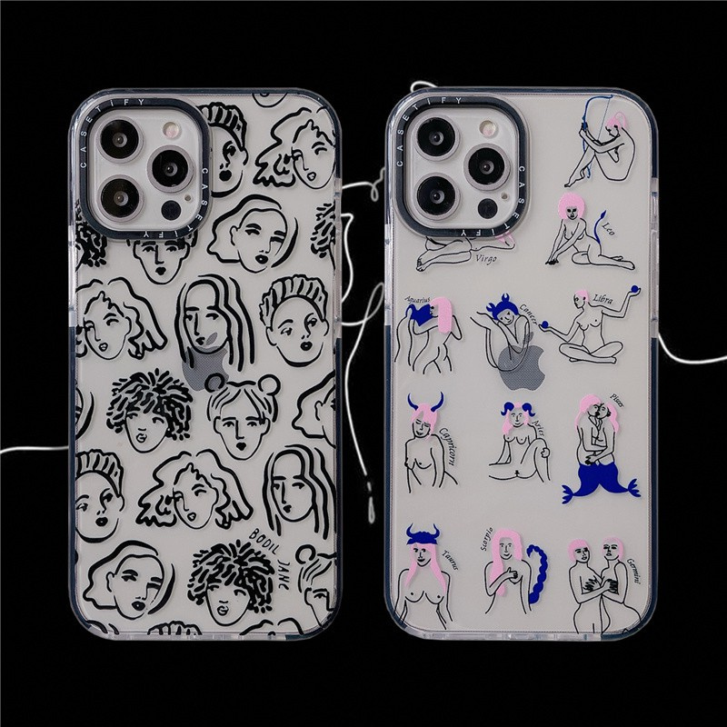 Spoof Literary Lines Artistic Human Body Fun Casetify Case IPhone 7 8 Plus SE 2020 Phone Cover IPhone 12 pro max 12Mini Soft Casing IPhone 11 Pro Max X XR XS