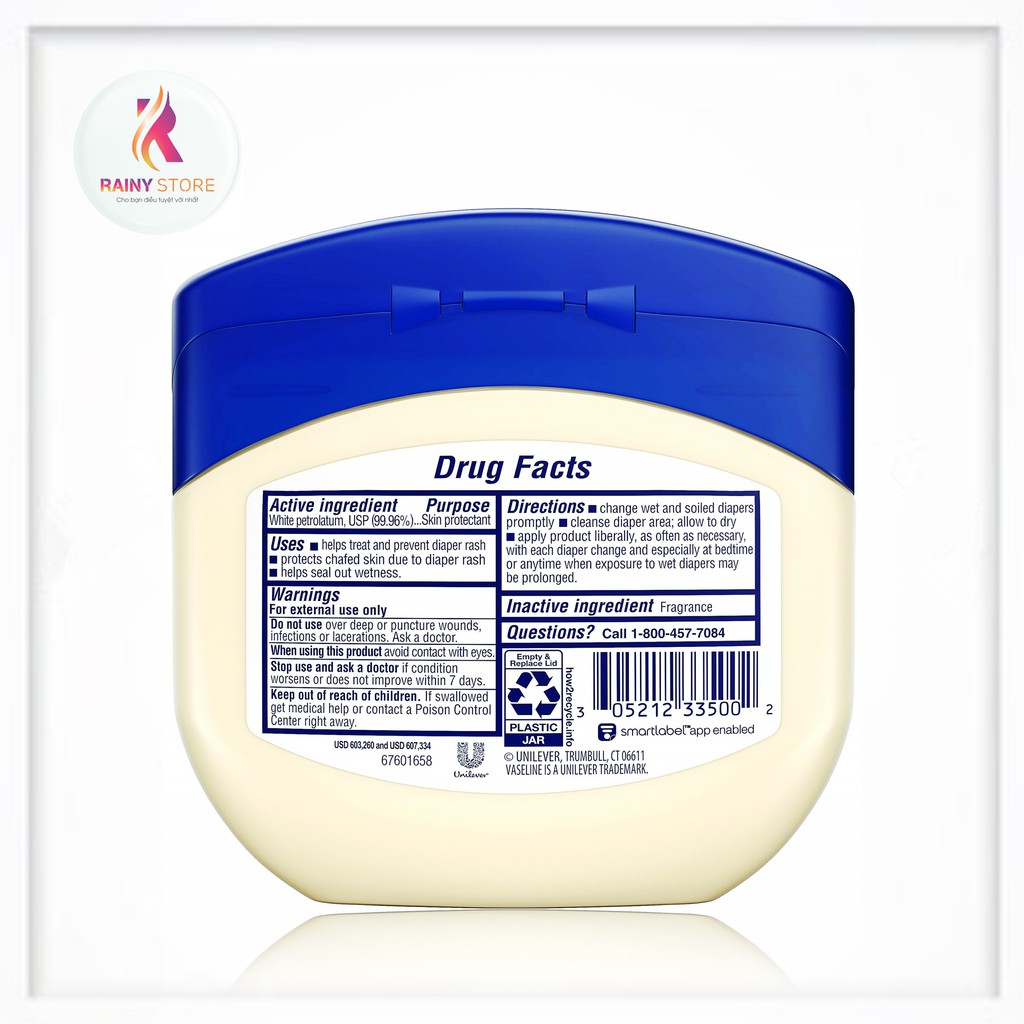 Sáp dưỡng ẩm & chống hăm cho bé Vaseline Baby Healing Jelly 368g