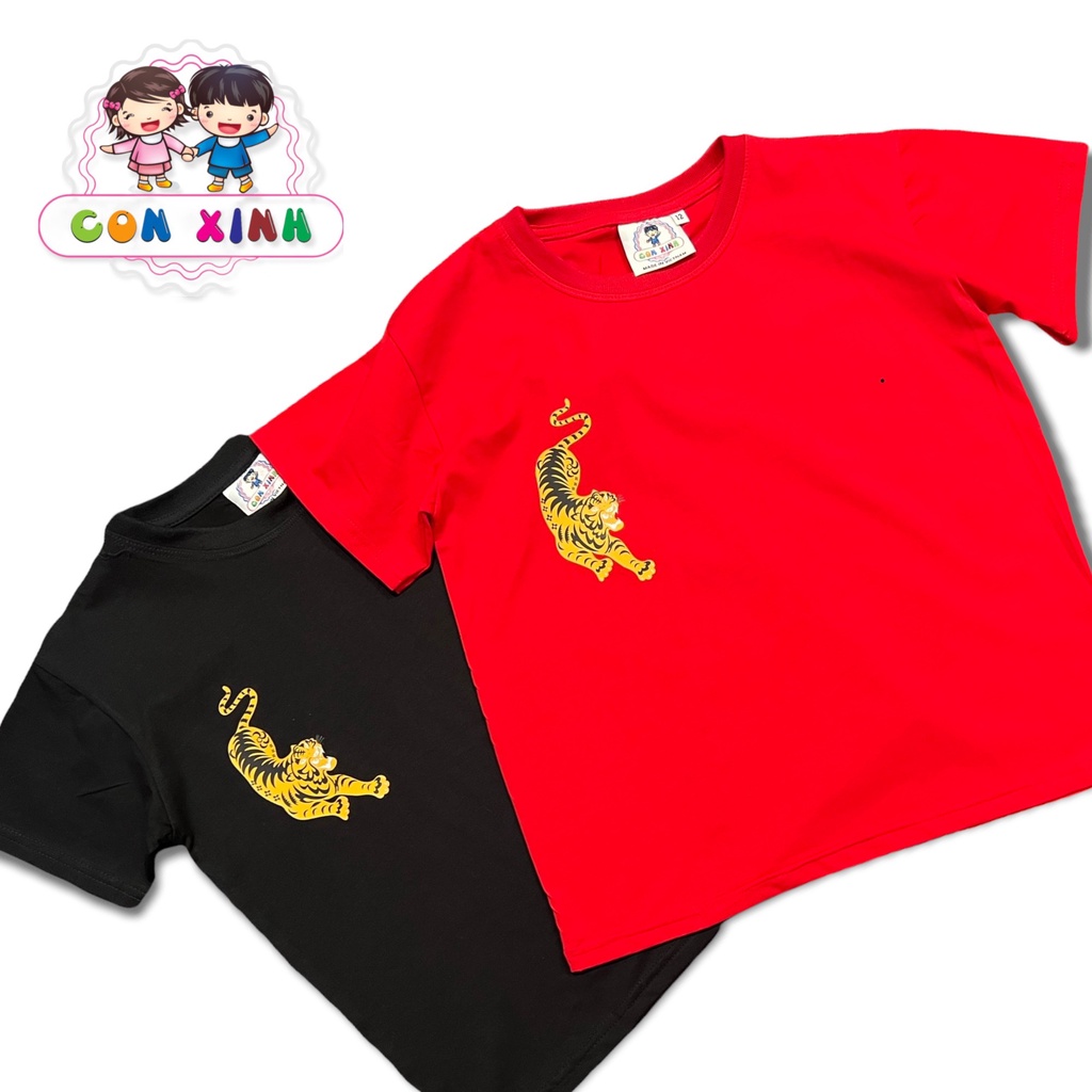 Áo thun bé trai CON XINH cotton hình in CỌP VẰN 2022,thời trang dành cho trẻ em từ 4 đến 10 tuổi