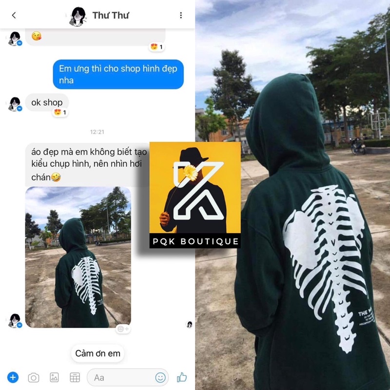 Áo Hoodie Form Rộng Nam Nữ Xanh Két THE WHITE - Pqk Boutique
