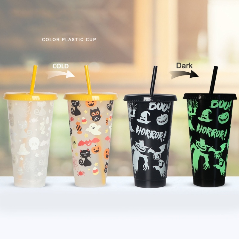 Cốc Uống Nước Thay Đổi Màu Sắc Theo Nhiệt Độ Họa Tiết Halloween