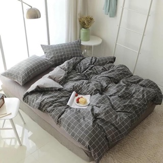 Bộ drap & chăn phao cotton poly kẻ dạ