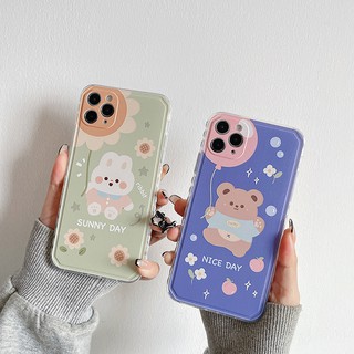 Ốp lưng iphone trong cạnh hình vuông gấu thỏ 6plus/6s/6splus/7/7plus/8/8plus/x/xr/xs/11/12/pro/max/promax-Awifi B2-10