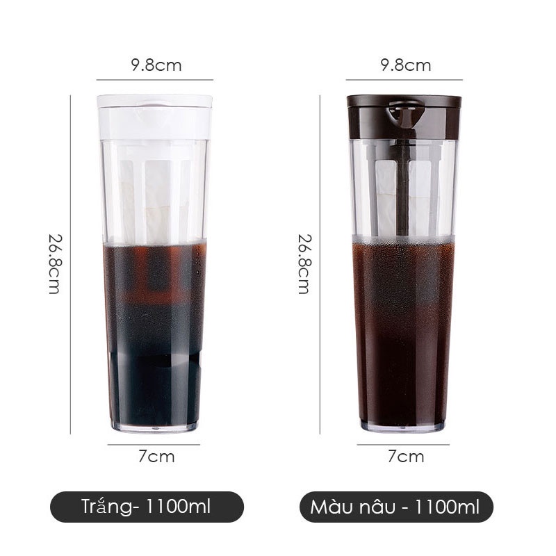 Bình pha cold brew 1100ml(cà phê ủ lạnh )Bình pha trà ABS Vòng đệm silicon dày dặn Phin pha cafe ​Coffee maker