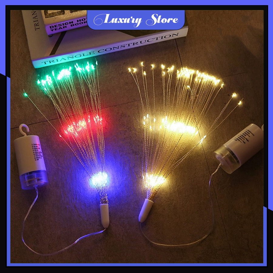 Bộ dây 1 chùm đèn Led pháo hoa firework 100 bóng chùm sao phát sáng 8 chế độ,đèn phòng ngủ trang trí đám cướ