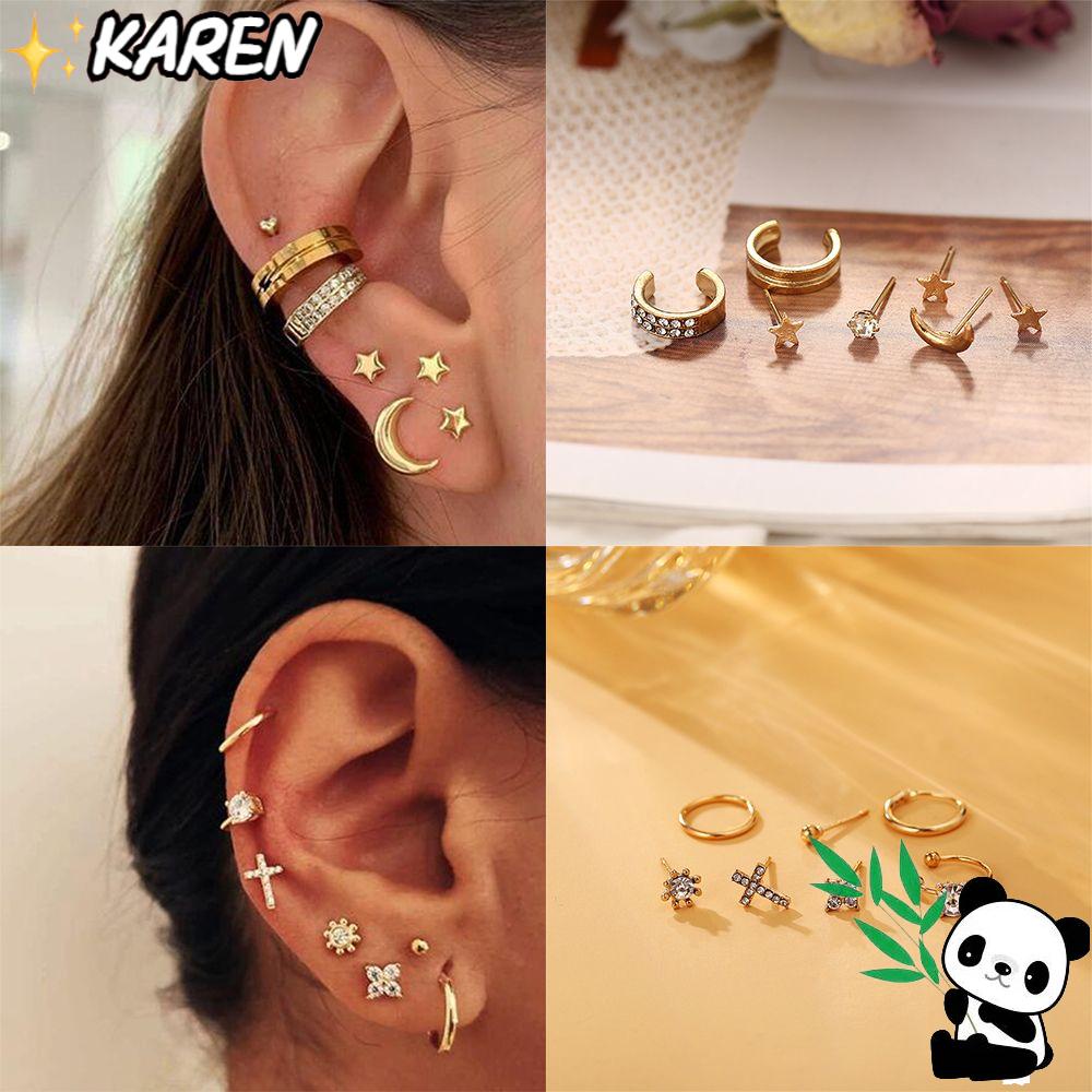 Khuyên Kẹp Sụn Tai Không Cần Khoan Lỗ Dành Cho Nữ|Khuyên Vành Tai Zircon Màu Sắc