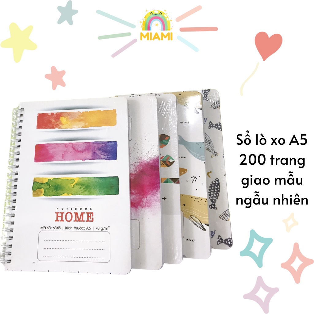 Sổ Lò Xo Các Loại A4/A5/A6/A7 Hải Tiến 200 Trang Chính Hãng, Mặt Giấy Mịn Viết Êm