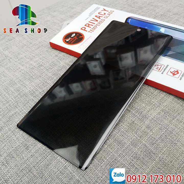 Kính chống nhìn trộm Samsung Galaxy Note 10 Plus full màn hình / Miếng dán cường lực Samsung Note 10 Pro, Plus tràn viền
