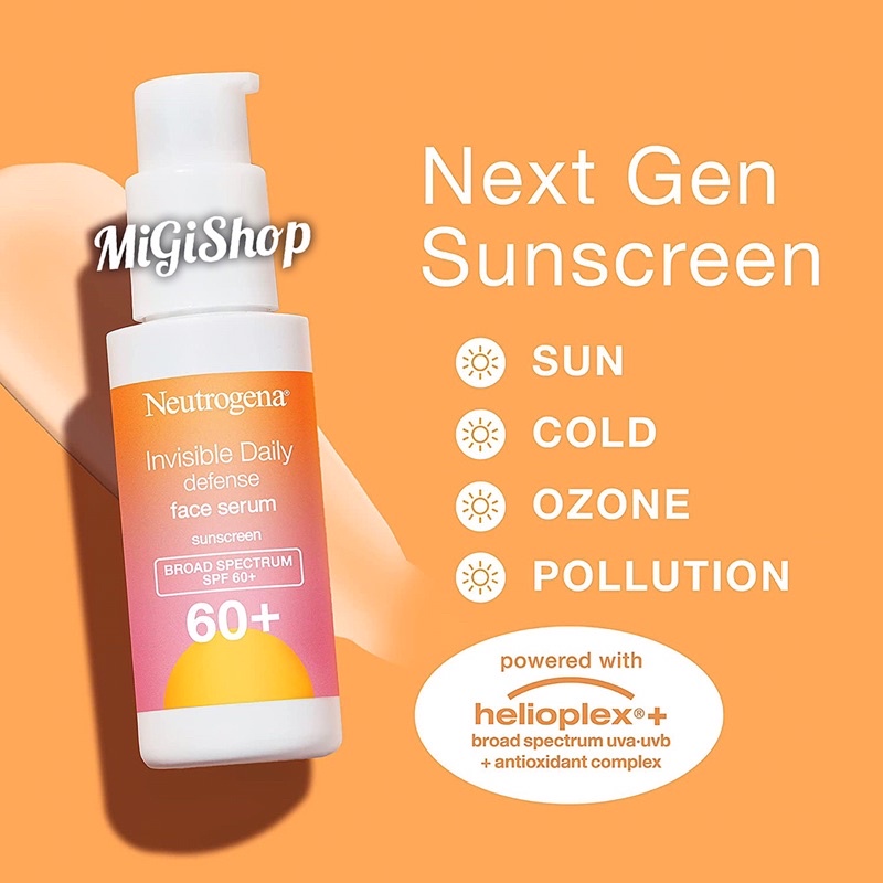 Tinh Chất Chống Nắng Cho Da Mặt Neutrogena Invisible Daily Defense Face Serum Sunscreen SPF60+ 50ml