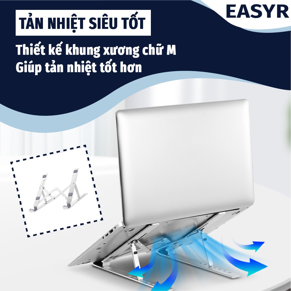 Giá Đỡ Laptop Aluminium EASYR [FREESHIP] 100% Hợp Kim Nhôm Siêu Cứng Cáp & Nhỏ Gọn, Tặng Kèm Túi Giá Đỡ