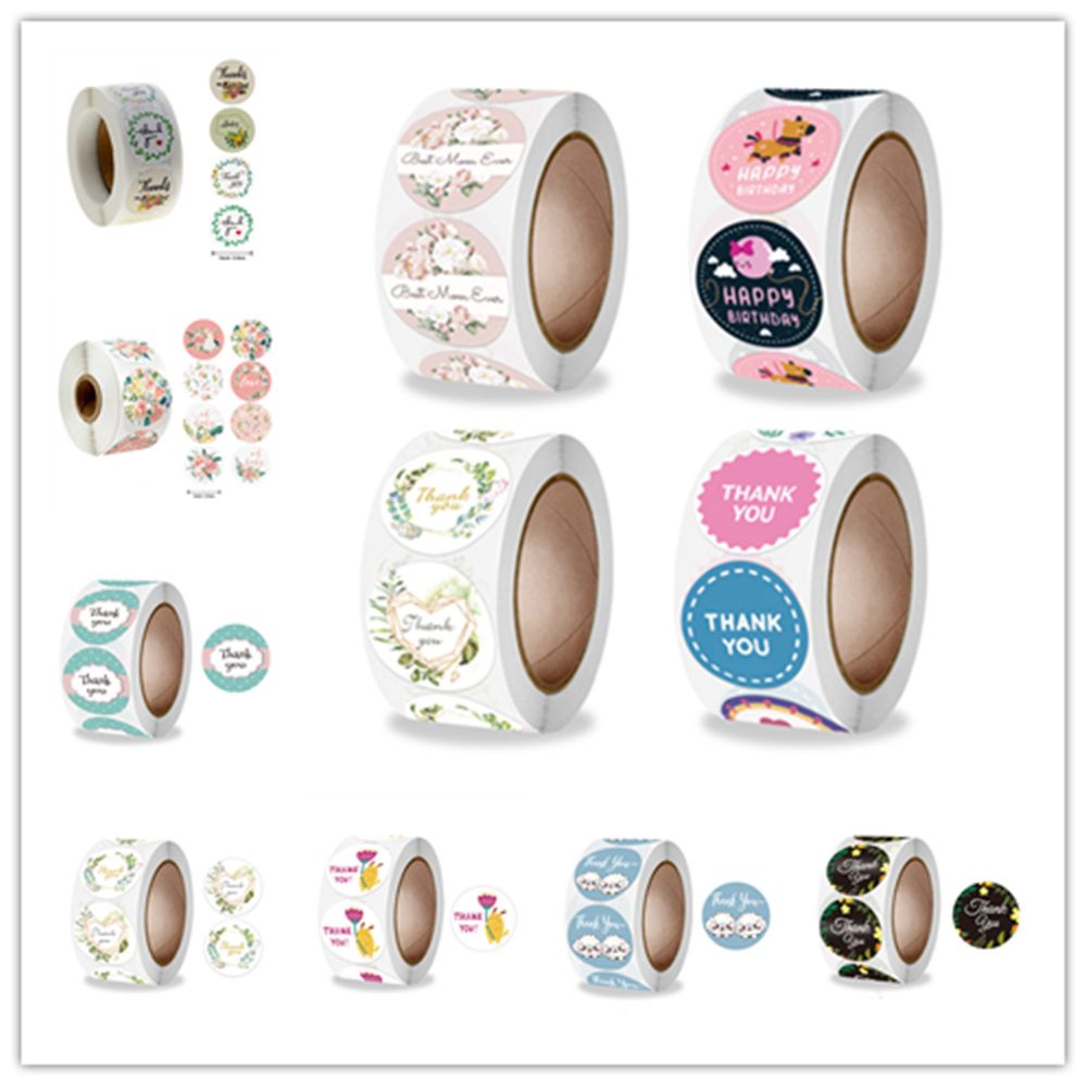 Nhãn dán trang trí sổ tach túi quà in chữ Thank You độc lạ