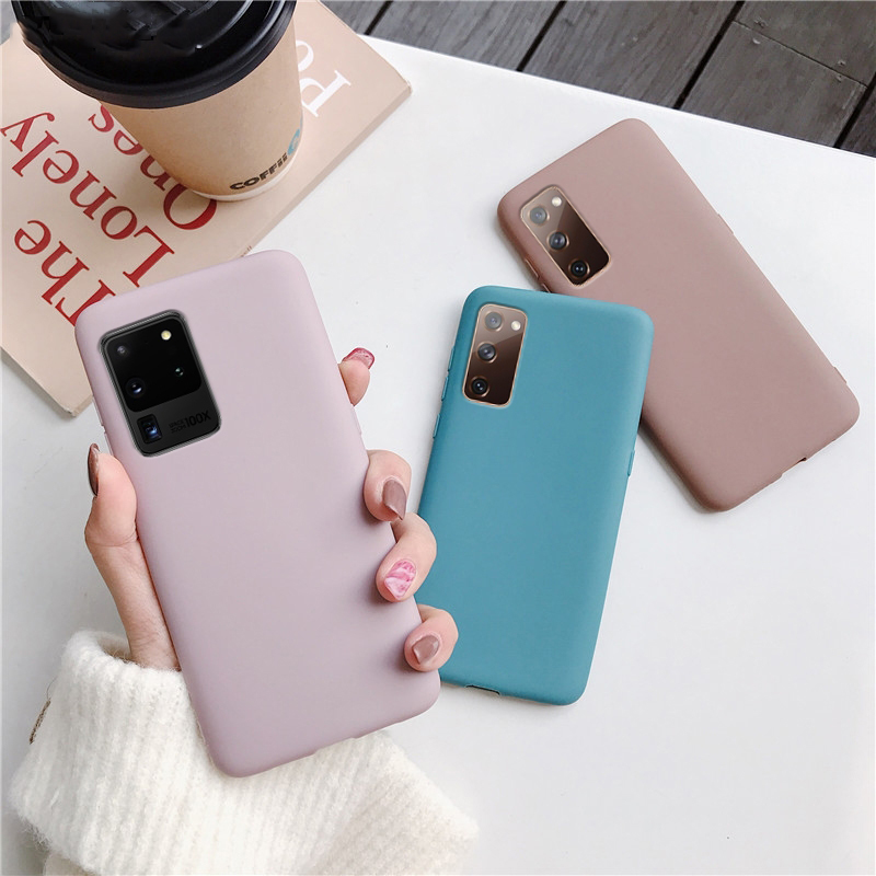 Ốp điện thoại TPU mềm siêu mỏng màu kẹo sang trọng thời trang cho Samsung Galaxy S20 FE M51 M01 A01 Core