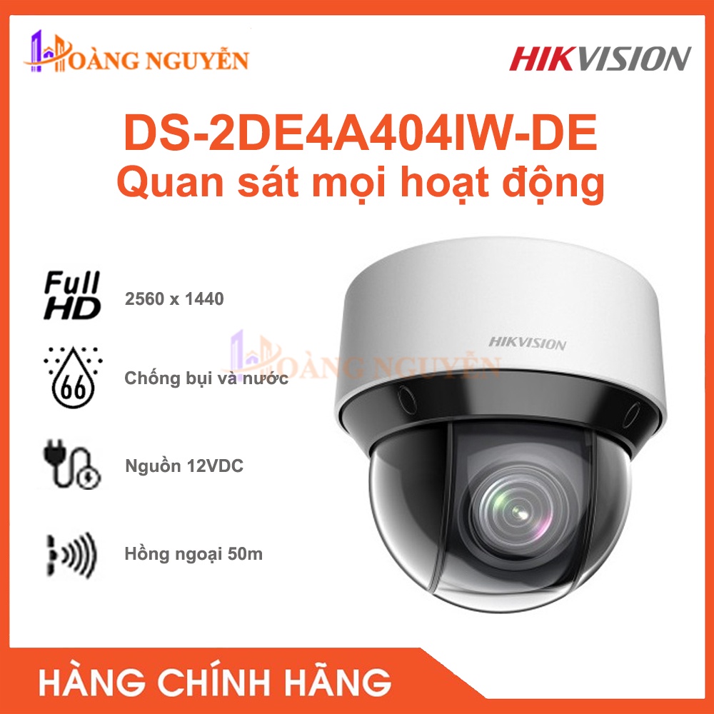 [NHÀ PHÂN PHỐI] Camera Hikvision DS-2DE4A404IW-DE 4MP - Tầm Xa Hồng Ngoại 50m IR Distance, Góc !uay Pan Range 360°