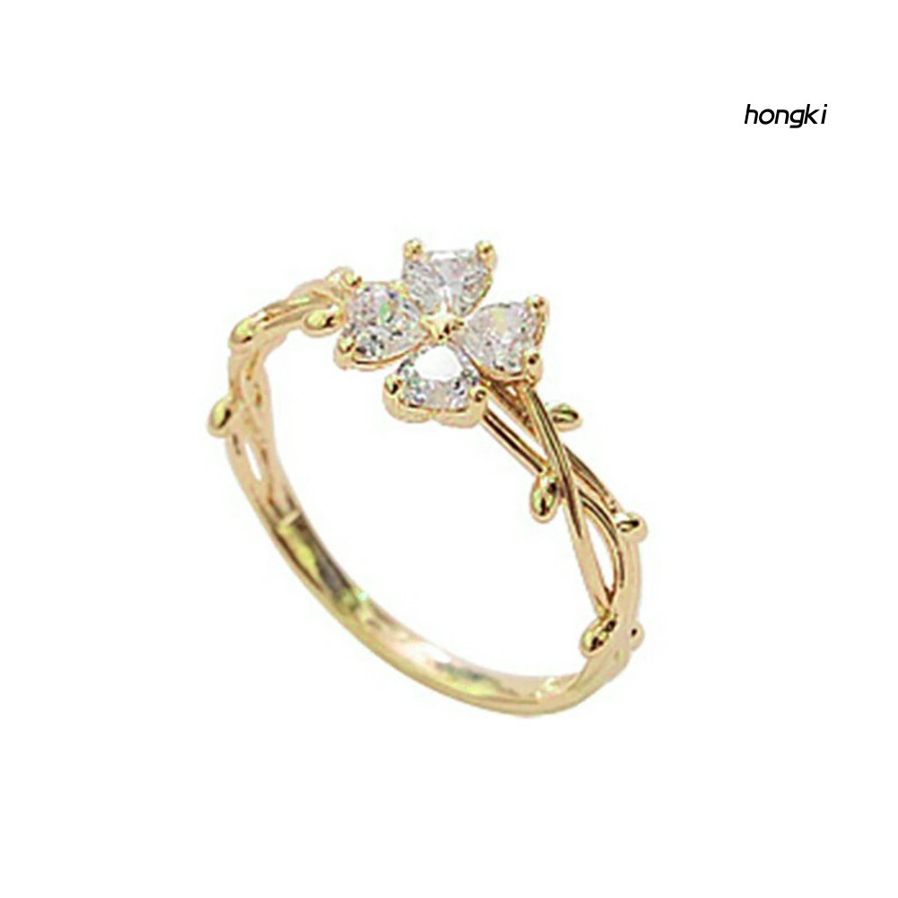 Nhẫn hình hoa đính đá zircon lấp lánh cho nữ