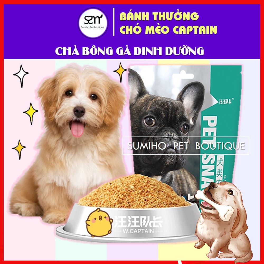 Chà bông gà cho chó mèo Captain (Túi 500gr) dùng để trộn cơm và hạt